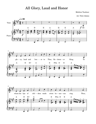 All Glory, Laud and Honor (Voice and Piano) (arr. Tyler Adams)
