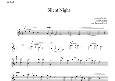 Silent Night - For Small Orquestra (arr. Renato Brito - Violin I part) (arr. Renato Brito)