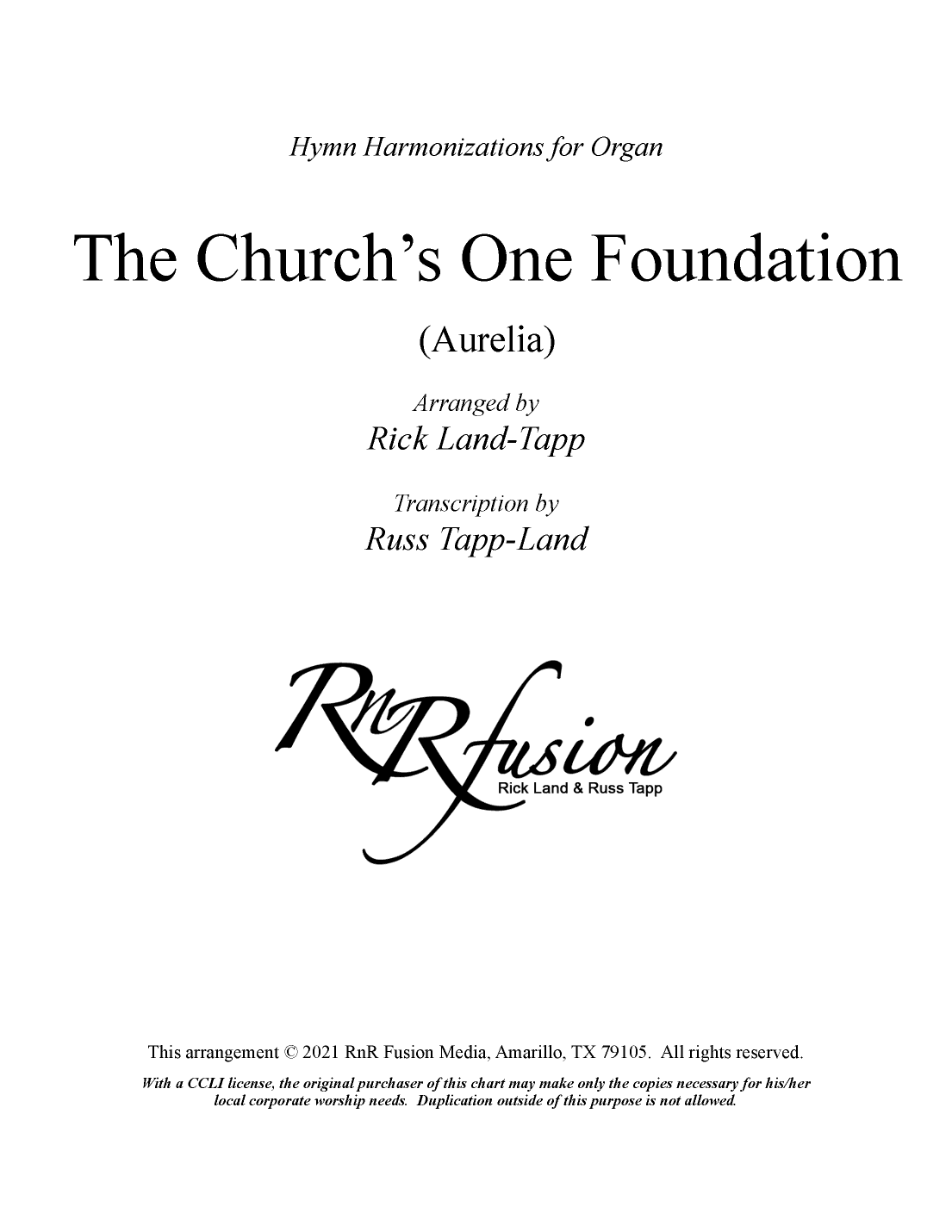 The Church's One Foundation - Easter Hymn Harmonization for Organ (arr. Rick Land)