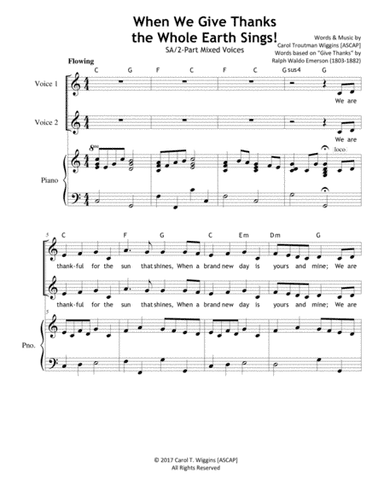 When We Give Thanks the Whole Earth Sings (SA-2-Part)