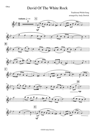 Dafydd y Garreg Wen (David Of The White Rock) for Oboe and Piano (arr. Andy Derrick)