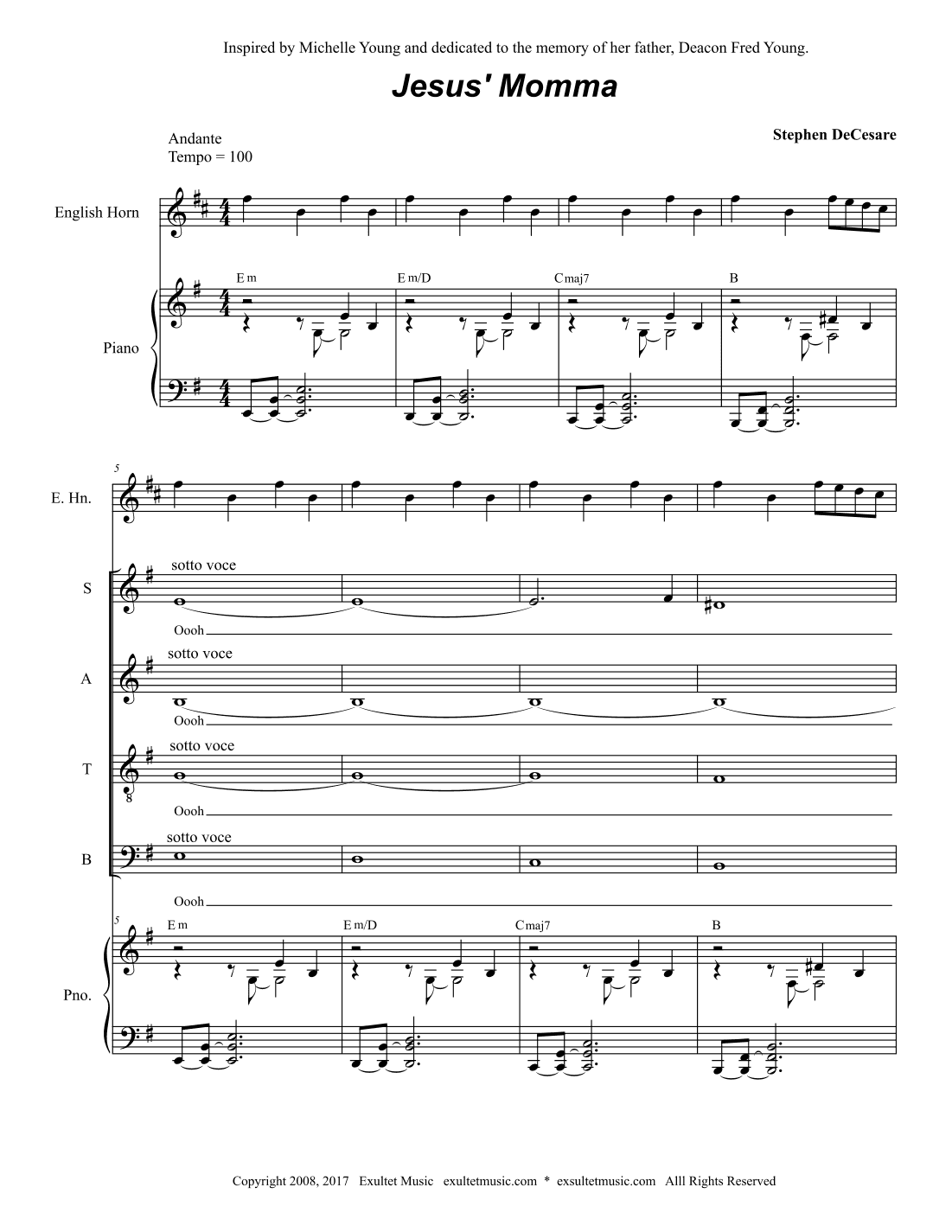 Jesus' Momma (Solo and SATB)