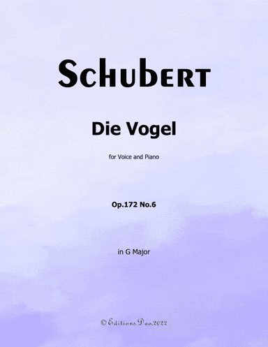 Die Vogel, by Schubert, in G Major (arr. Editions Dao)
