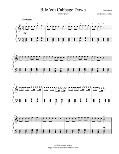 Bile 'em Cabbage Down (Boil Them Cabbage Down) - for easy piano (arr. Samuel Stokes)