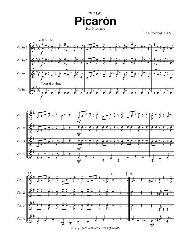 Picarón for four violins