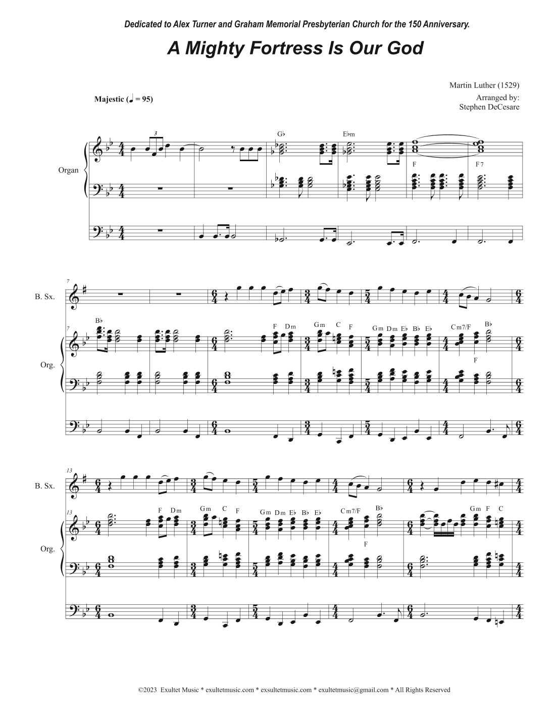 A Mighty Fortress Is Our God (Baritone Saxophone and Organ) (arr. Stephen DeCesare)