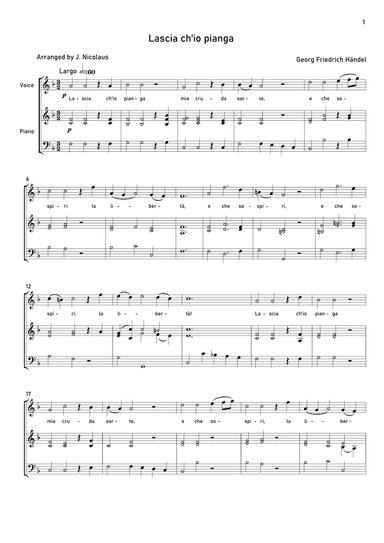 Lascia ch'io pianga (arr. John Nicolaus)