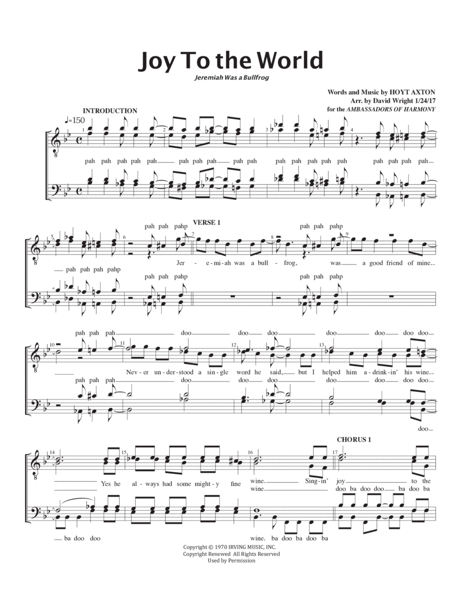 Joy To The World (arr. David Wright)