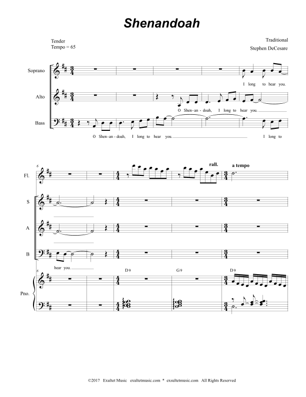 Shenandoah (for SAB) (arr. Stephen DeCesare)
