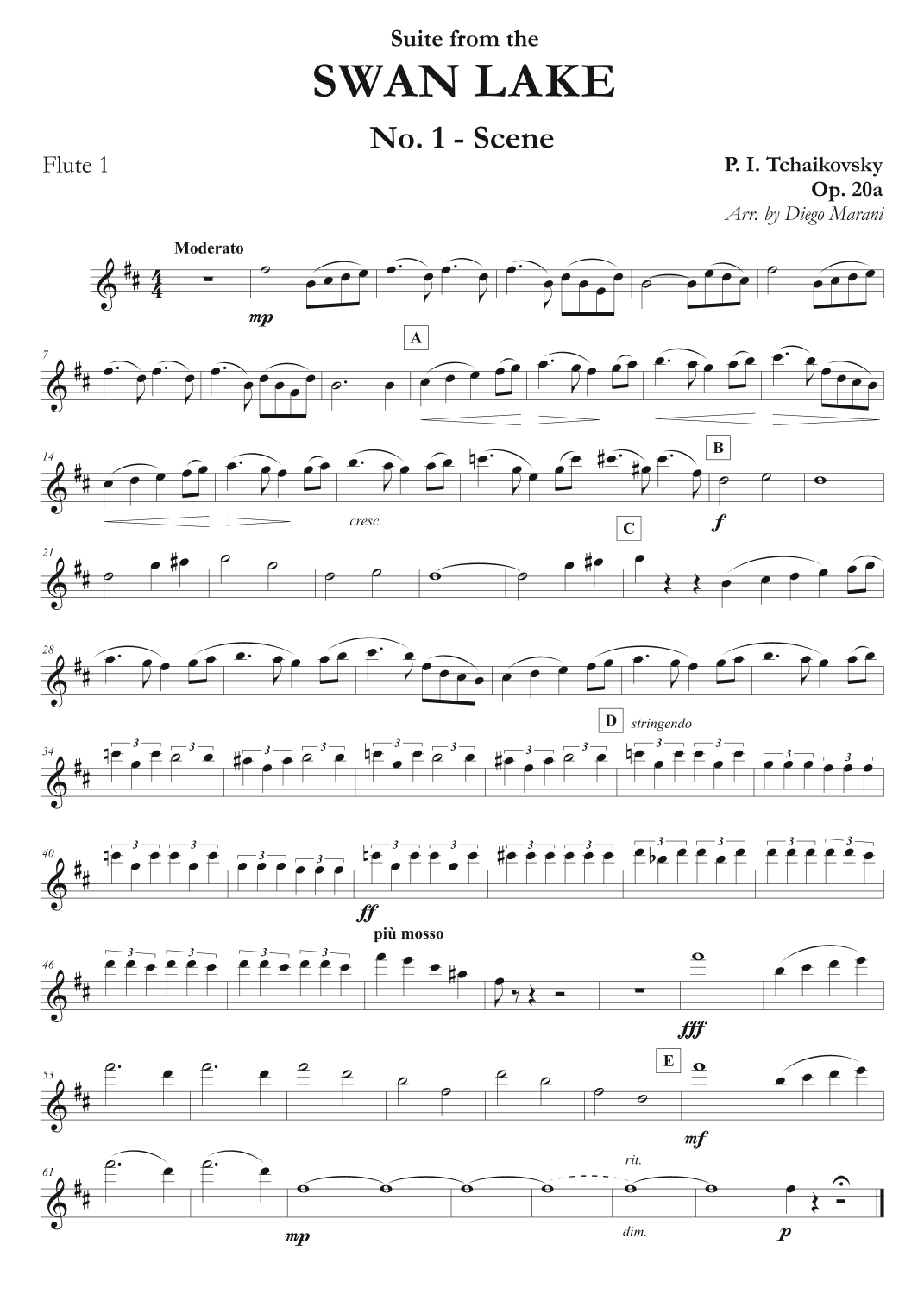 "Scene" from Swan Lake Suite for Flute Quartet (arr. Diego Marani)