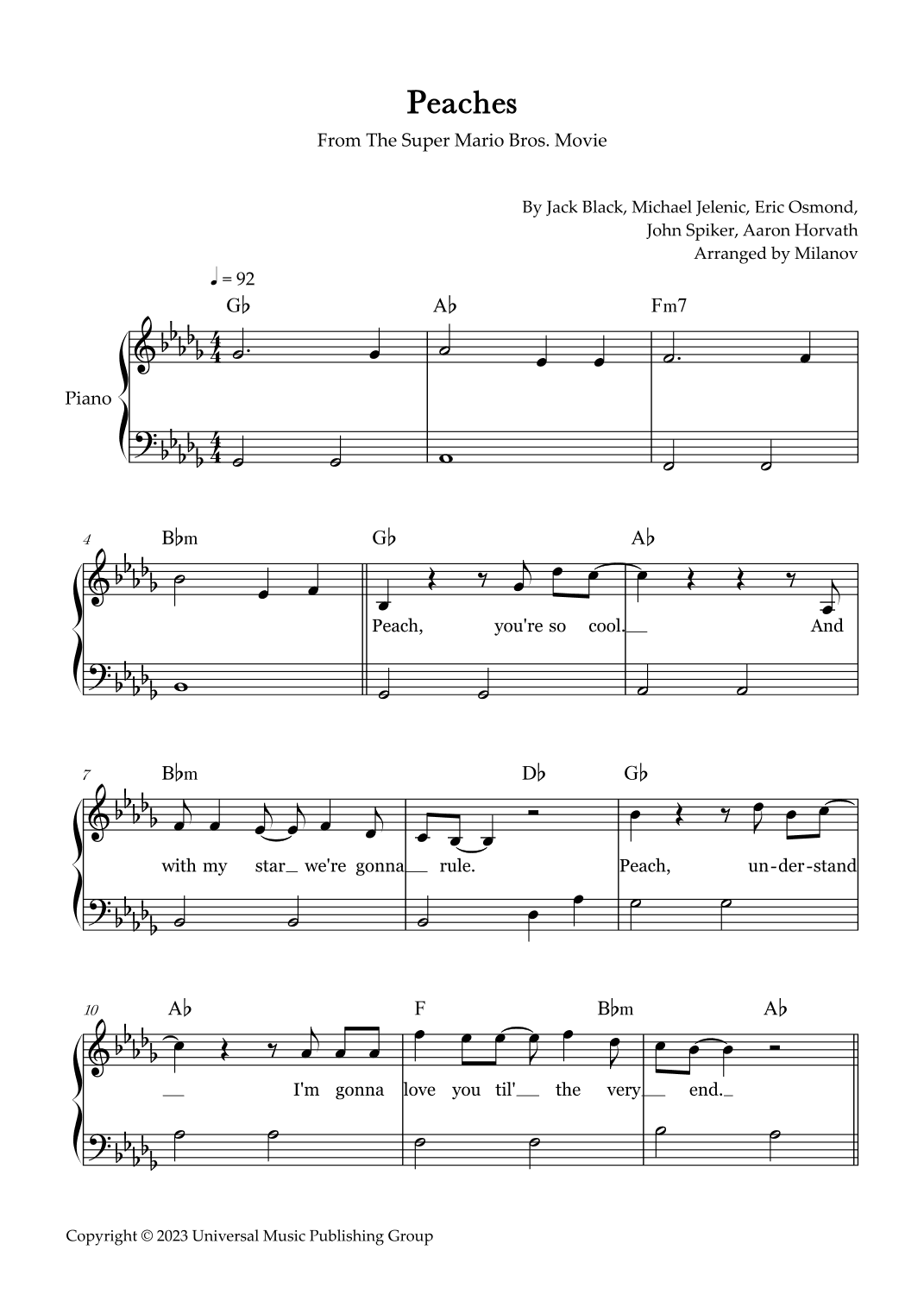 Peaches (arr. Milanov)