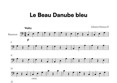 Johann Strauss II - Le Beau Danube bleu for Bassoon Solo (arr. Cadenza Editions)