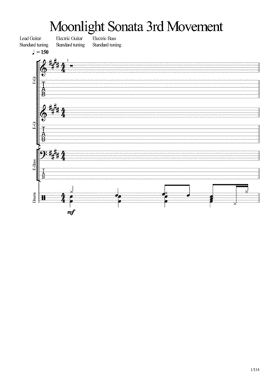 Moonlight Sonata C# Minor 3rd Movement Full Score (arr. John Hurford)