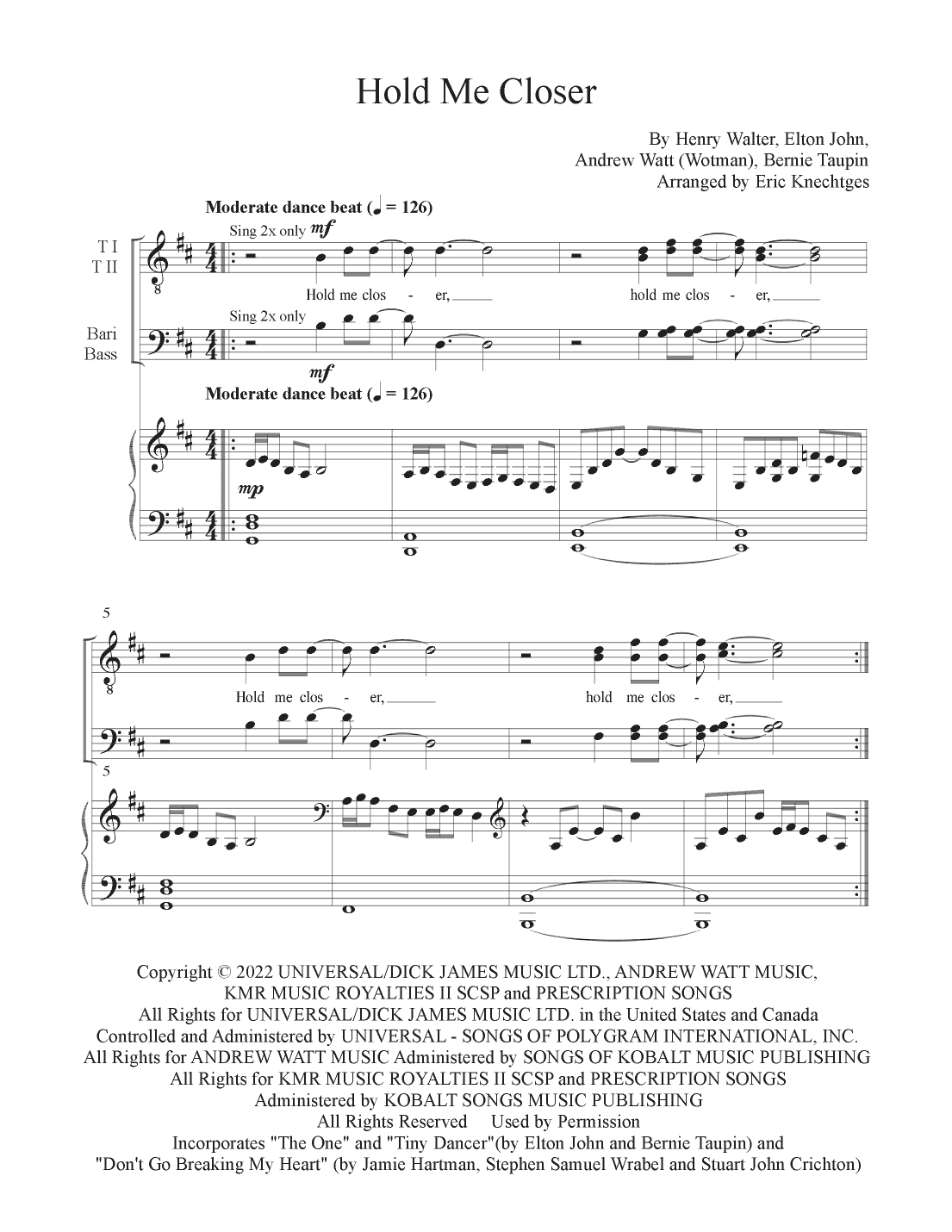 Hold Me Closer (arr. Eric Knechtges)