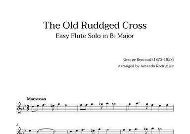 The Old Rugged Cross in Bb Major - Easy Flute Solo (arr. Amanda Cerqueira Rodrigues)