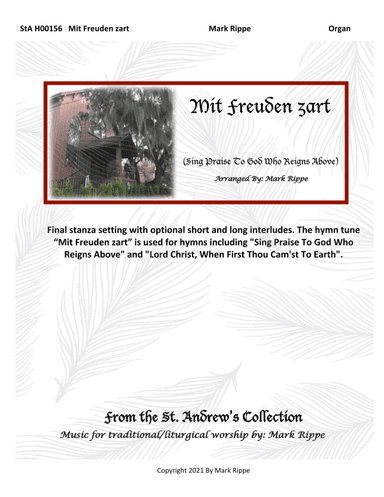Mit Freuden zart (Sing Praise To God Who Reigns Above)  StA H00156 (arr. Mark Rippe)
