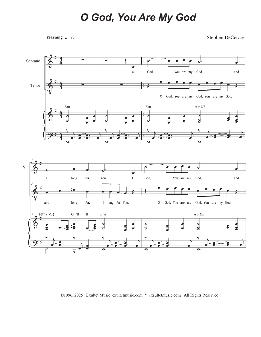 O God, You Are My God (2-part choir - (Soprano and Tenor)