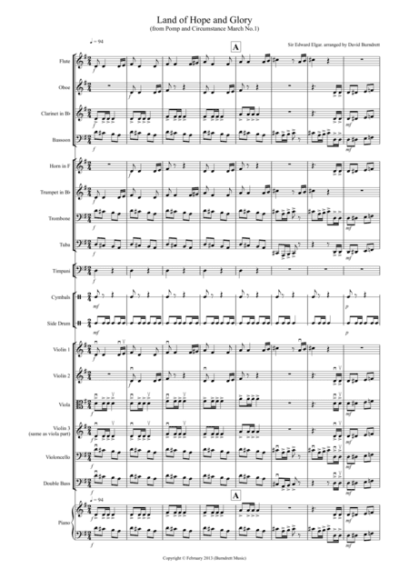 Land of Hope and Glory for School Orchestra (arr. David Burndrett)