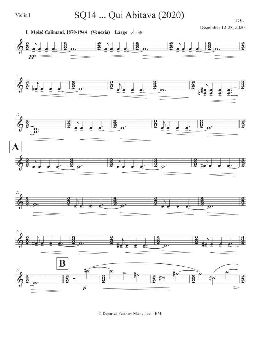 SQ14 ... Qui Abitava (2020) violin 1 part