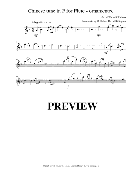 Chinese Tune for flute solo - ornamented version