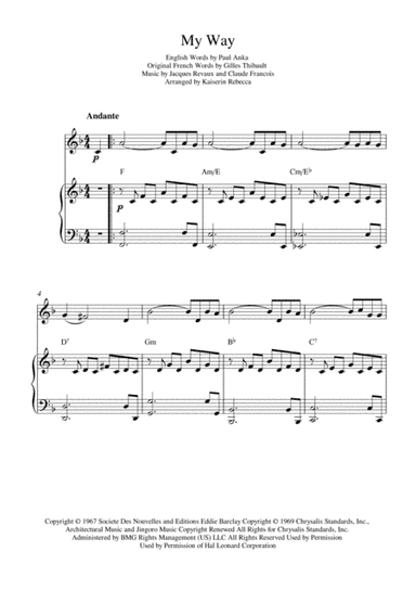 My Way (arr. Kaiserin Rebecca)