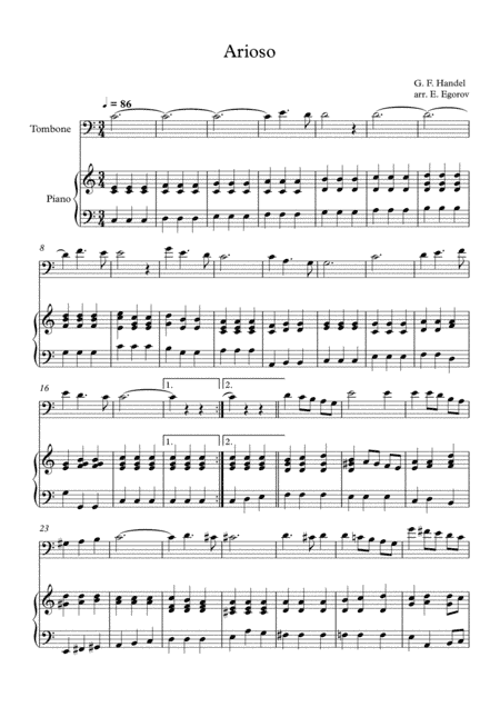 Arioso, George Frideric Handel, For Trombone & Piano (arr. Eugene Egorov)