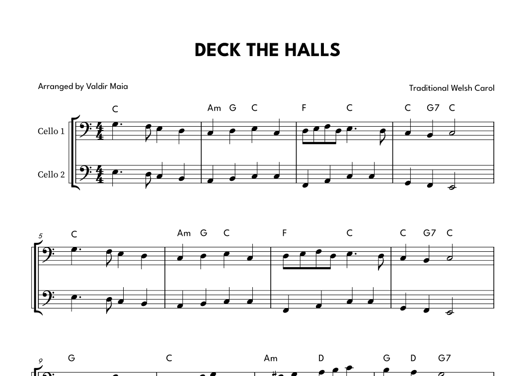 Deck The Halls - Cello Duet (arr. Valdir Maia)