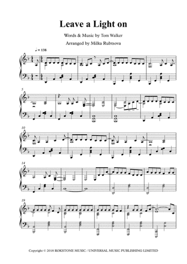 Leave A Light On (arr. Milka Rubtsova)