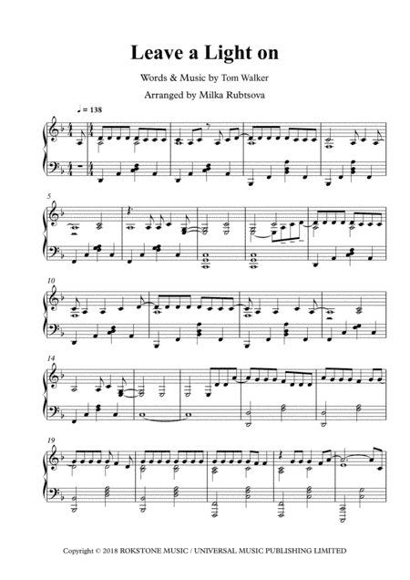 Leave A Light On (arr. Milka Rubtsova)