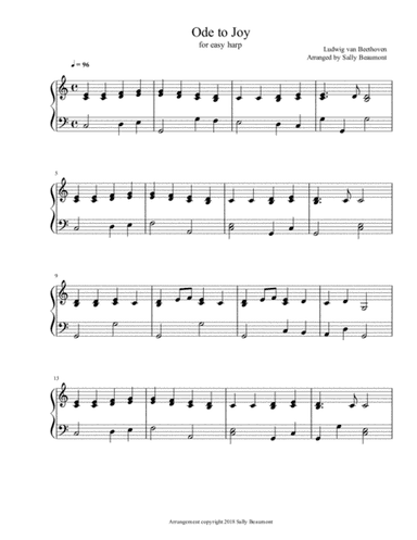 Ode to Joy - Beethoven - Early Intermediate Harp (arr. Sally Beaumont)