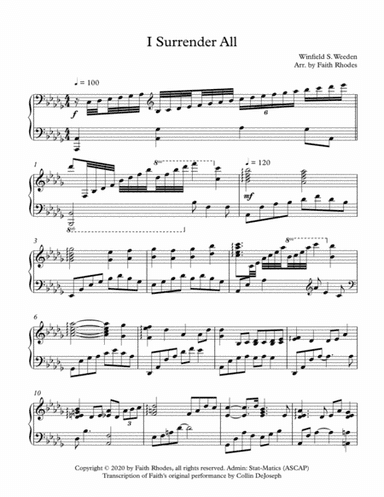I Surrender All (arr. Faith Rhodes)
