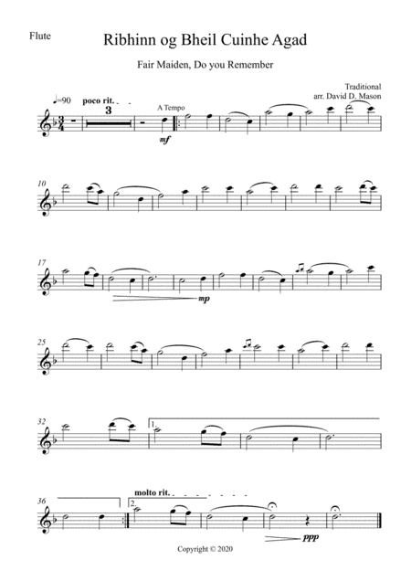 Ribhinn og Bheil Cuinhe Agad (Fair Maiden, do you remember) (arr. David D. Mason)