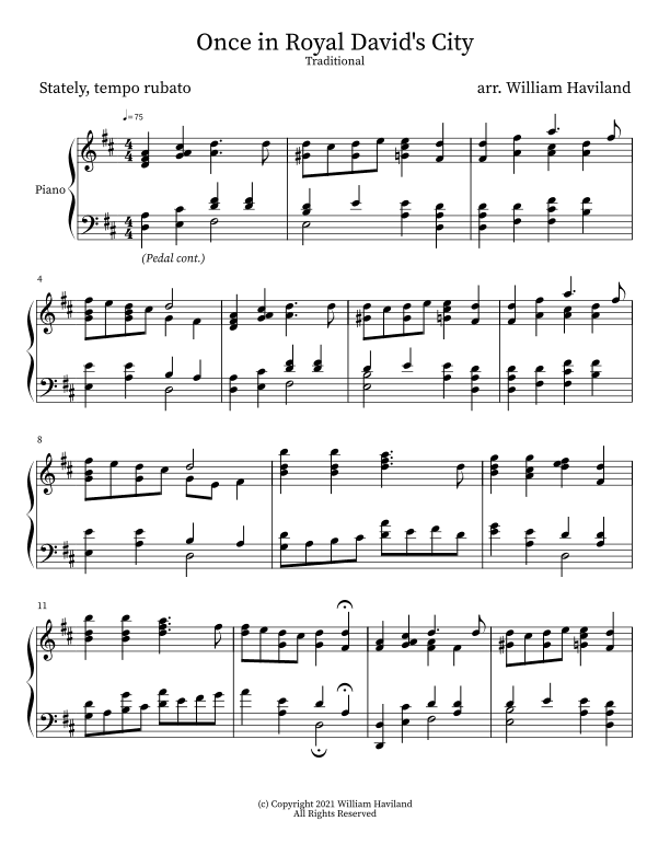 Once in Royal David's City (arr. William Haviland)