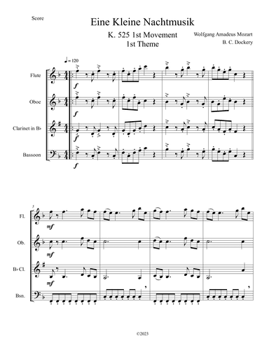Eine Kleine Nachtmusik (A Little Night Music) for Woodwind Quartet (arr. B. C. Dockery)