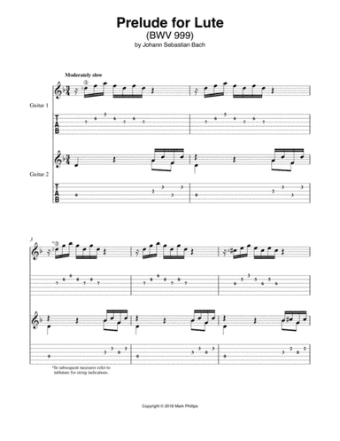 Prelude for Lute (BWV 999) (arr. Mark Phillips)
