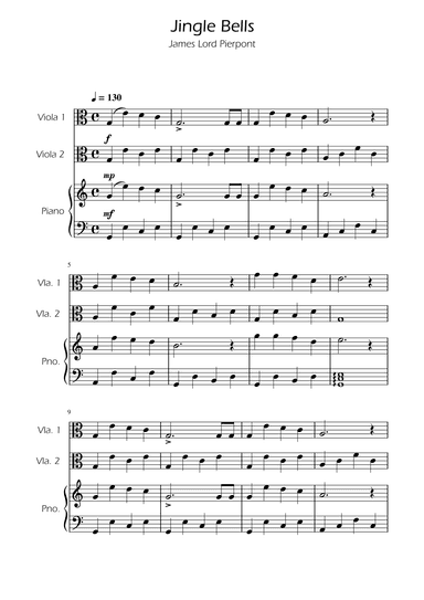 Jingle Bells - Viola Duet w/ Piano (arr. Ygor Nunes)