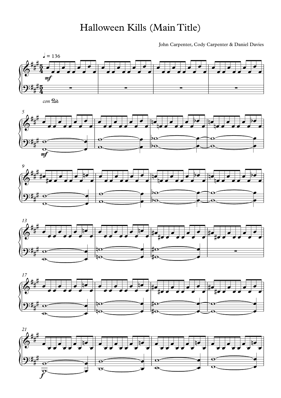 Halloween Kills (main Title) (arr. Dom Waldock)