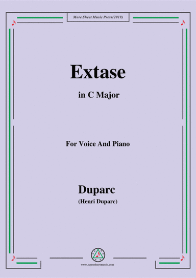 Duparc-Extase in C Major,for Violin and Piano (arr. MSM)