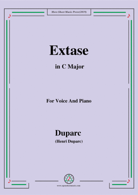Duparc-Extase in C Major,for Violin and Piano (arr. MSM)