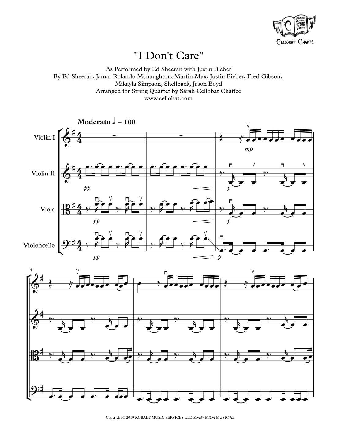 I Don't Care (arr. Sarah Cellobat Chaffee)