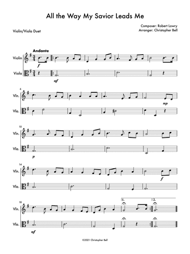 All the Way My Savior Leads Me - Easy Violin/Viola Duet (arr. Christopher Bell)