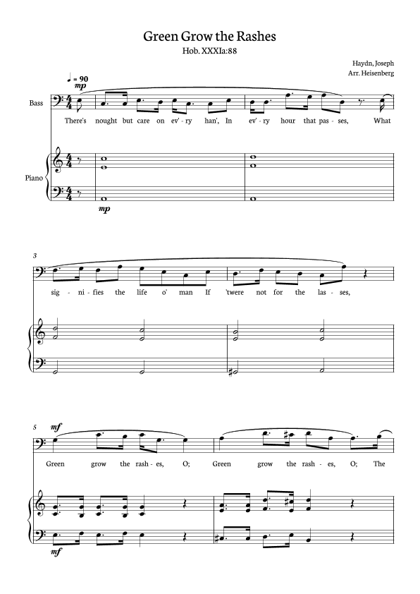 Joseph Haydn - Green Grow The Rashes for Bass with piano in A minor. (arr. Heisenberg)