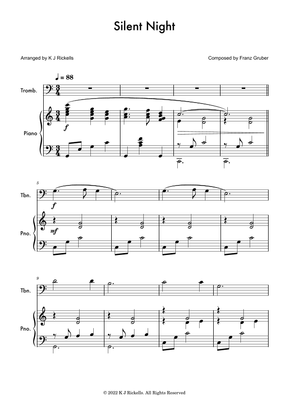 Silent Night - Trombone (arr. K J Rickells)