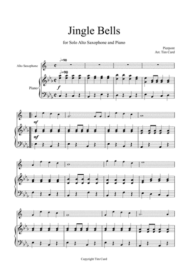 Jingle Bells for Solo Alto Saxophone and Piano (arr. Tim Curd)