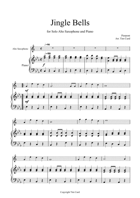 Jingle Bells for Solo Alto Saxophone and Piano (arr. Tim Curd)