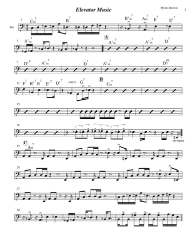Elevator Music  Bass/ Drum chart