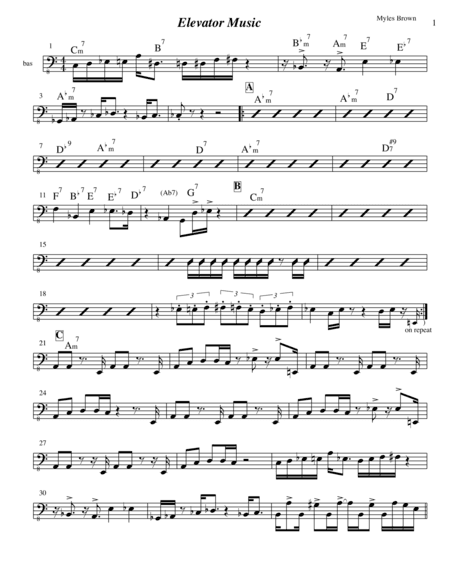 Elevator Music  Bass/ Drum chart