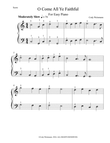 O Come All Ye Faithful For Easy Piano (arr. Cody Weinmann)