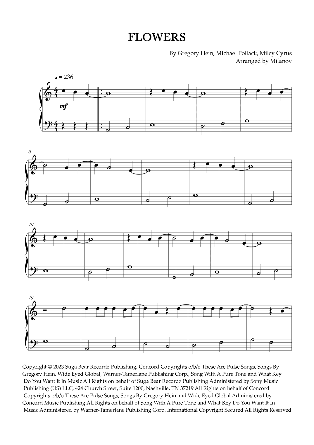 Flowers (arr. Milanov)