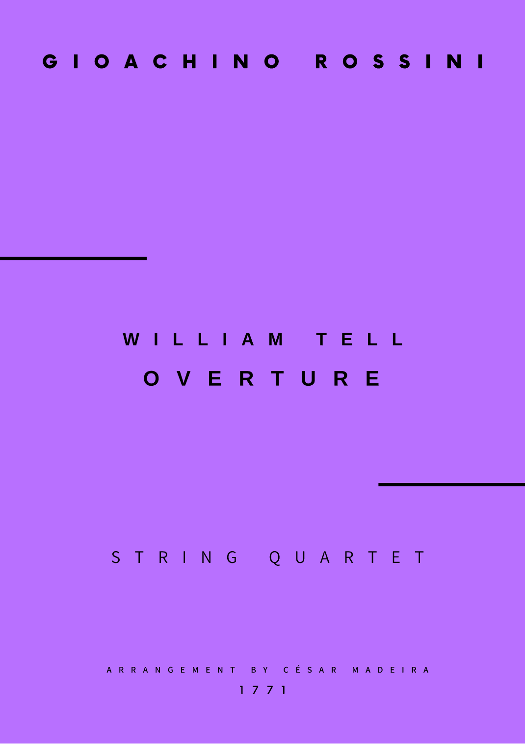 William Tell Overture - String Quartet (Full Score) - Score Only (arr. César Madeira)